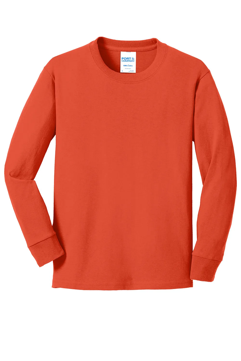 Port & Company Youth Core Long Sleeve Crewneck T-Shirt - Orange  Buy the latest Clothing Port-Company
