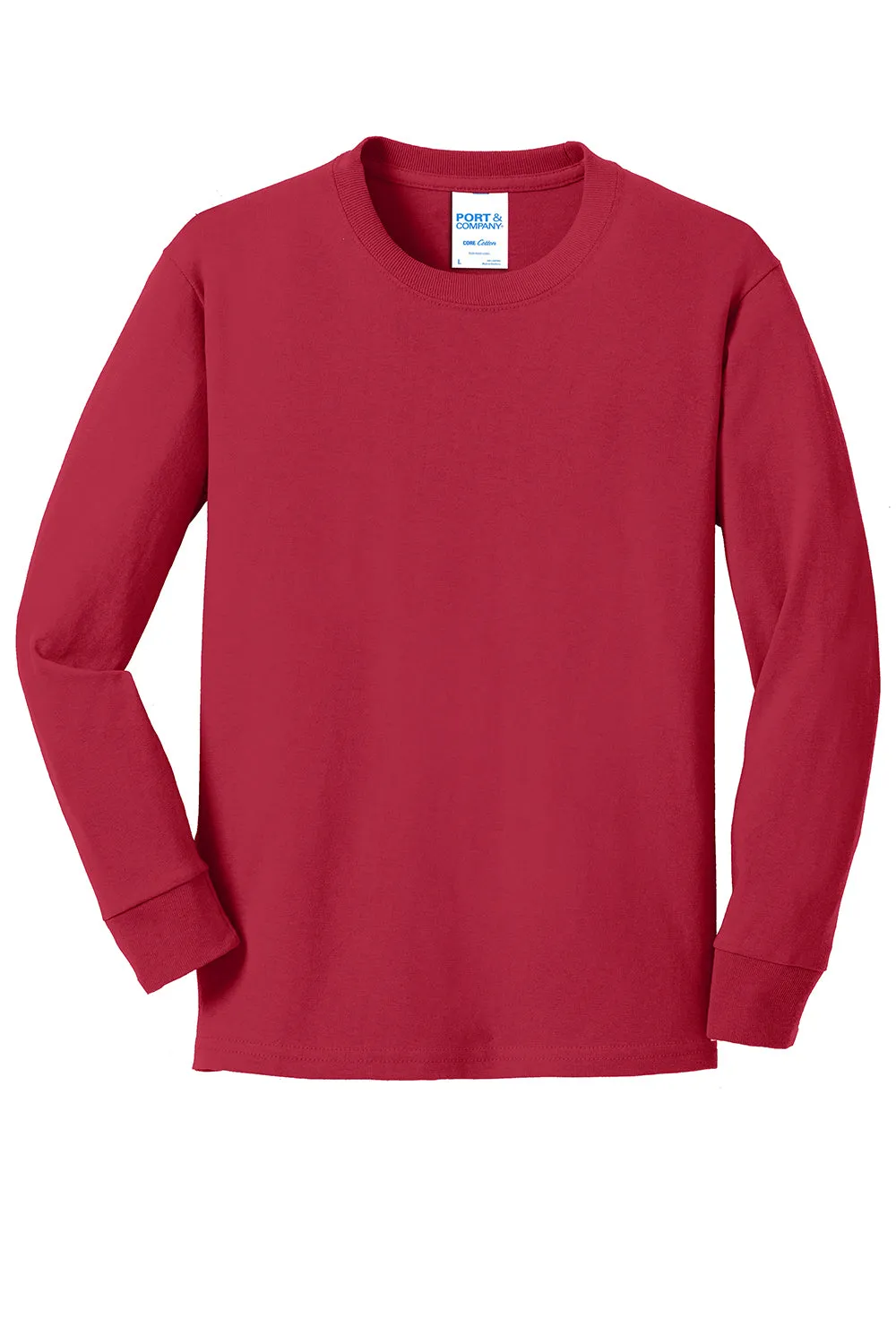 Port & Company Youth Core Long Sleeve Crewneck T-Shirt - Red  Buy the latest Clothing Port-Company