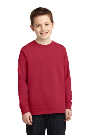 Port & Company Youth Core Long Sleeve Crewneck T-Shirt - Red  Buy the latest Clothing Port-Company