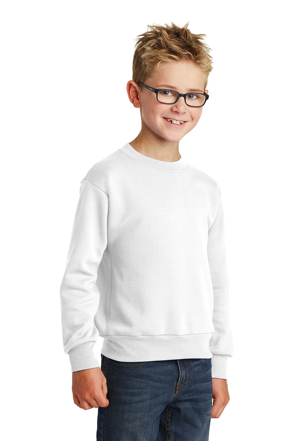 Port & Company Youth Core Pill Resistant Fleece Crewneck Sweatshirt - White  Buy the latest Clothing Port-Company