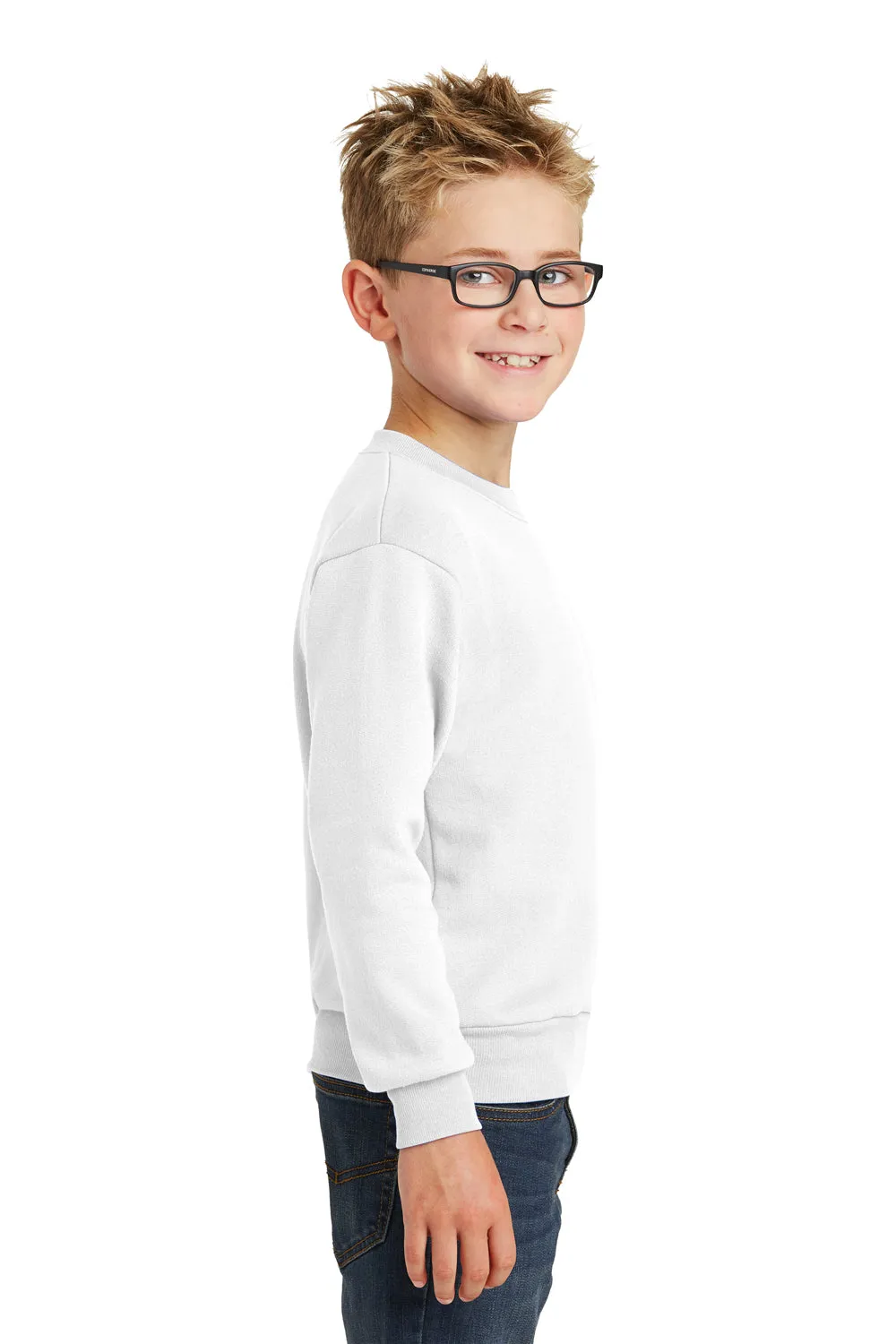 Port & Company Youth Core Pill Resistant Fleece Crewneck Sweatshirt - White  Buy the latest Clothing Port-Company