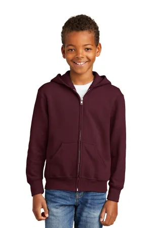 Port & Company Youth Core Pill Resistant Fleece Full Zip Hooded Sweatshirt Hoodie w/ Pockets - Maroon  Buy the latest Clothing Port-Company