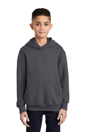 Port & Company Youth Core Pill Resistant Fleece Hooded Sweatshirt Hoodie w/ Pouch Pocket - Charcoal Grey  Buy the latest Clothing Port-Company