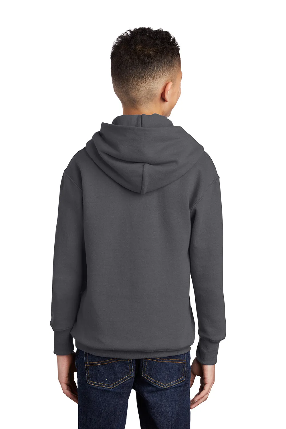 Port & Company Youth Core Pill Resistant Fleece Hooded Sweatshirt Hoodie w/ Pouch Pocket - Charcoal Grey  Buy the latest Clothing Port-Company