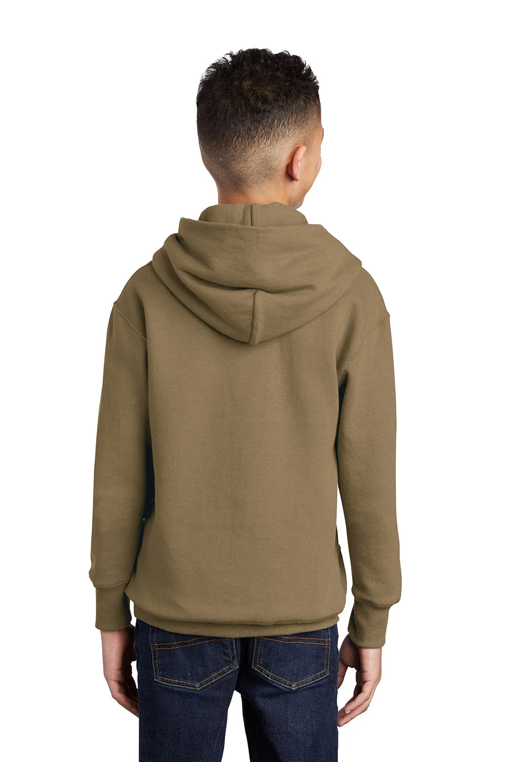 Port & Company Youth Core Pill Resistant Fleece Hooded Sweatshirt Hoodie w/ Pouch Pocket - Coyote Brown  Buy the latest Clothing Port-Company