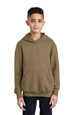 Port & Company Youth Core Pill Resistant Fleece Hooded Sweatshirt Hoodie w/ Pouch Pocket - Coyote Brown  Buy the latest Clothing Port-Company