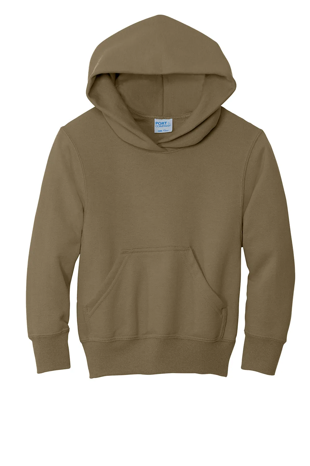 Port & Company Youth Core Pill Resistant Fleece Hooded Sweatshirt Hoodie w/ Pouch Pocket - Coyote Brown  Buy the latest Clothing Port-Company