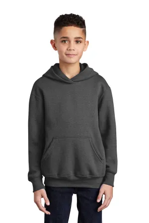 Port & Company Youth Core Pill Resistant Fleece Hooded Sweatshirt Hoodie w/ Pouch Pocket - Heather Dark Grey  Buy the latest Clothing Port-Company