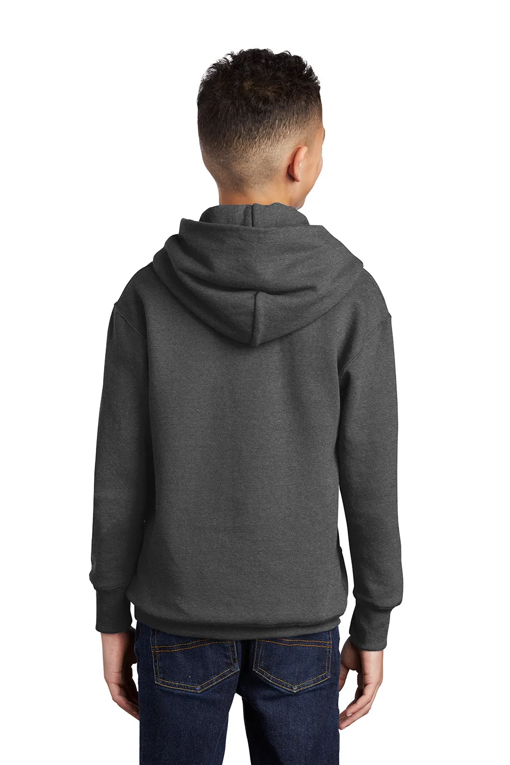 Port & Company Youth Core Pill Resistant Fleece Hooded Sweatshirt Hoodie w/ Pouch Pocket - Heather Dark Grey  Buy the latest Clothing Port-Company