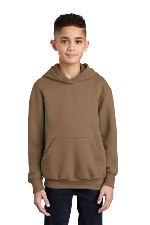 Port & Company Youth Core Pill Resistant Fleece Hooded Sweatshirt Hoodie w/ Pouch Pocket - Woodland Brown  Buy the latest Clothing Port-Company
