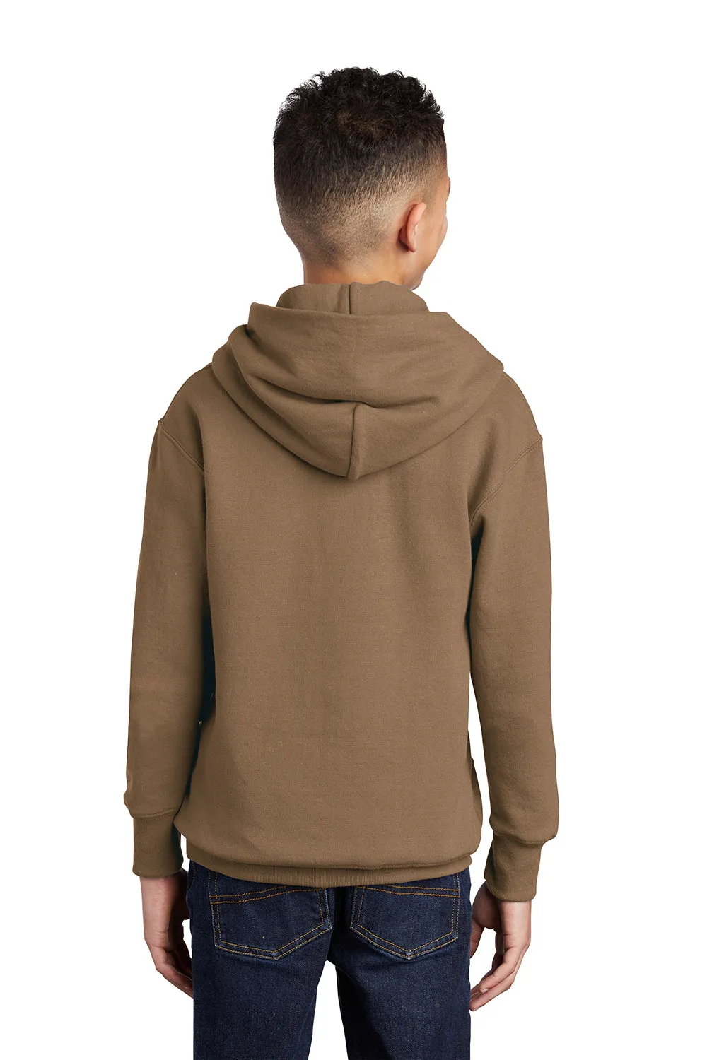 Port & Company Youth Core Pill Resistant Fleece Hooded Sweatshirt Hoodie w/ Pouch Pocket - Woodland Brown  Buy the latest Clothing Port-Company