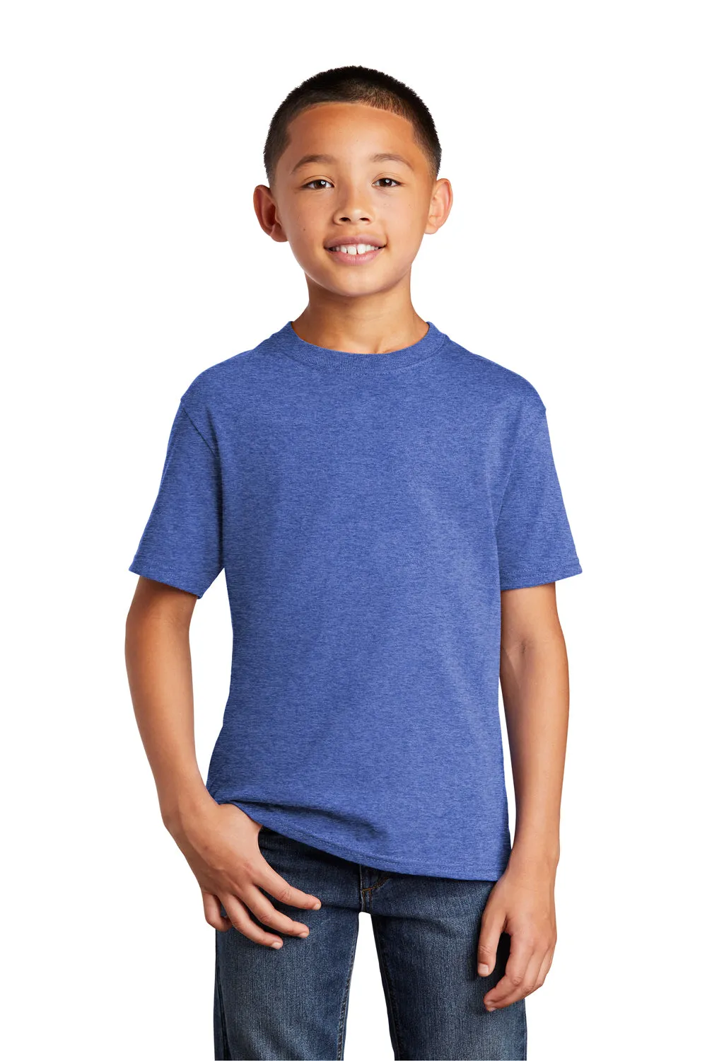 Port & Company Youth Core Short Sleeve Crewneck T-Shirt - Heather Royal Blue  Buy the latest Clothing Port-Company