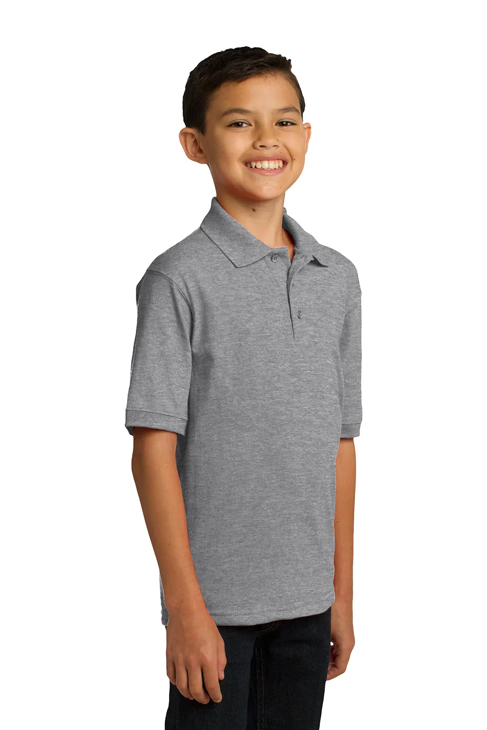 Port & Company Youth Core Stain Resistant Short Sleeve Polo Shirt - Heather Grey  Buy the latest Clothing Port-Company