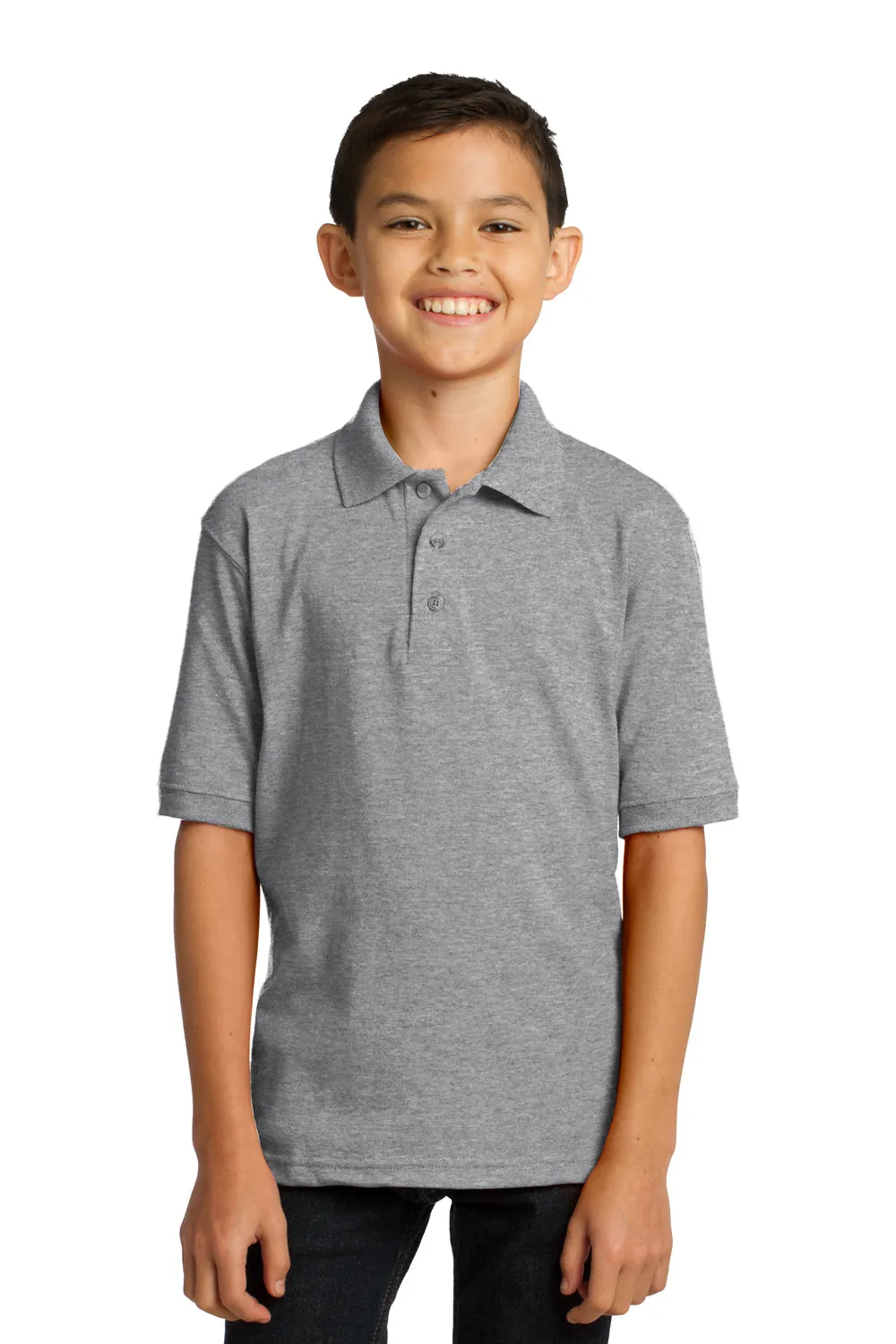 Port & Company Youth Core Stain Resistant Short Sleeve Polo Shirt - Heather Grey  Buy the latest Clothing Port-Company