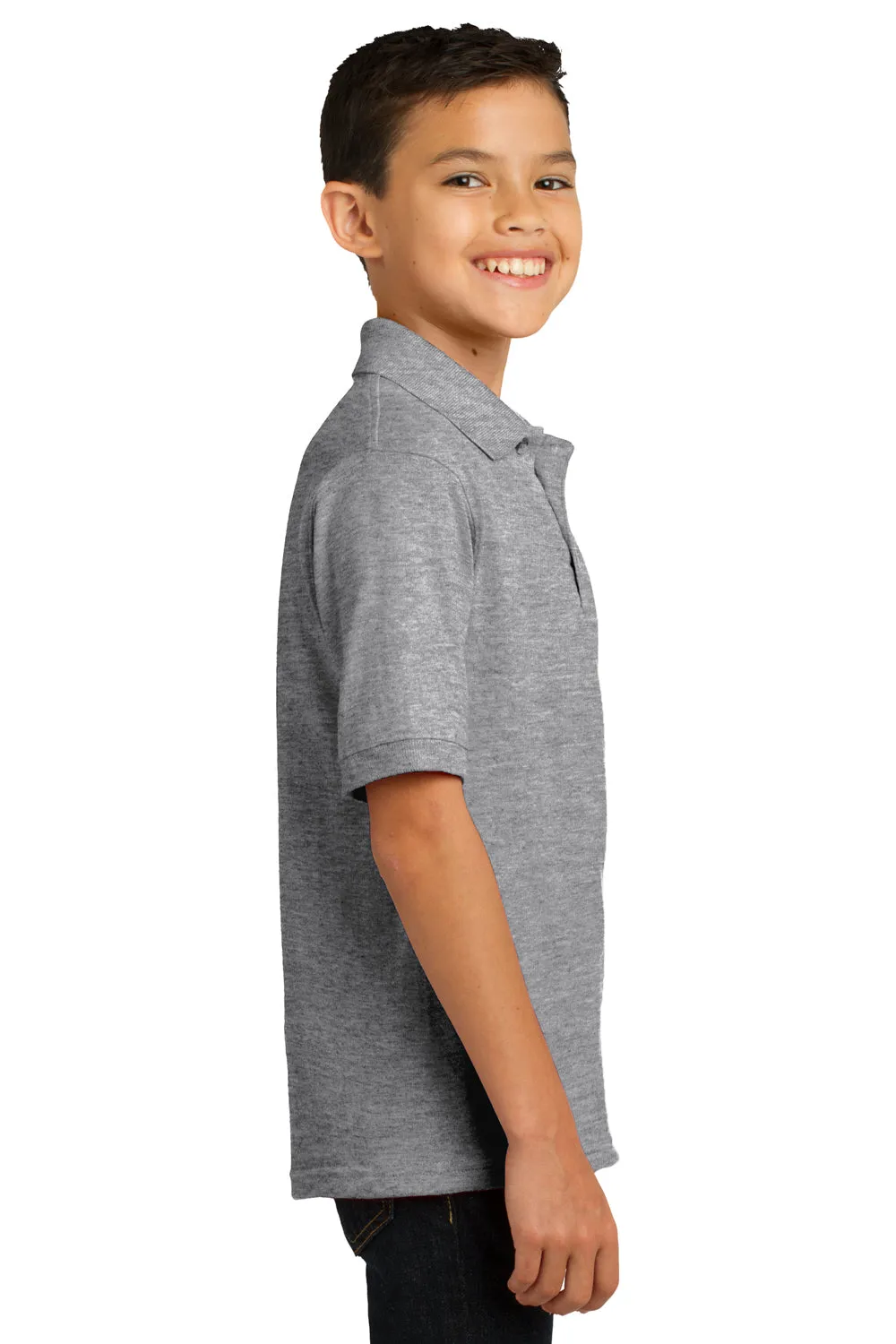 Port & Company Youth Core Stain Resistant Short Sleeve Polo Shirt - Heather Grey  Buy the latest Clothing Port-Company