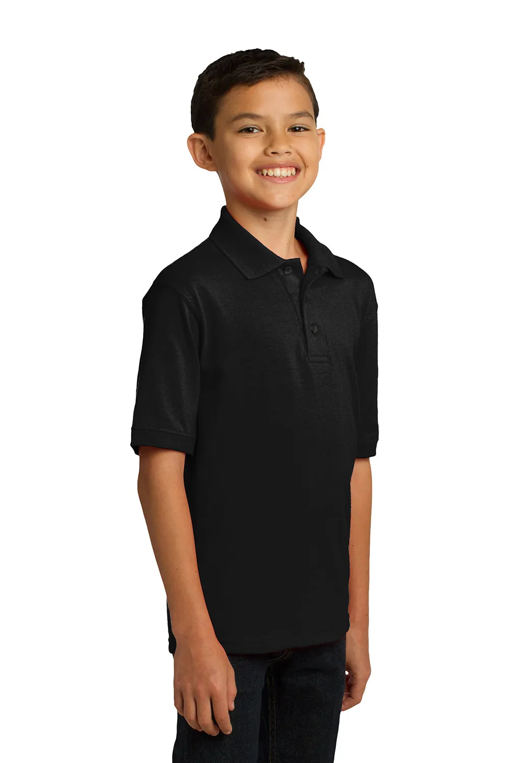 Port & Company Youth Core Stain Resistant Short Sleeve Polo Shirt - Jet Black  Buy the latest Clothing Port-Company
