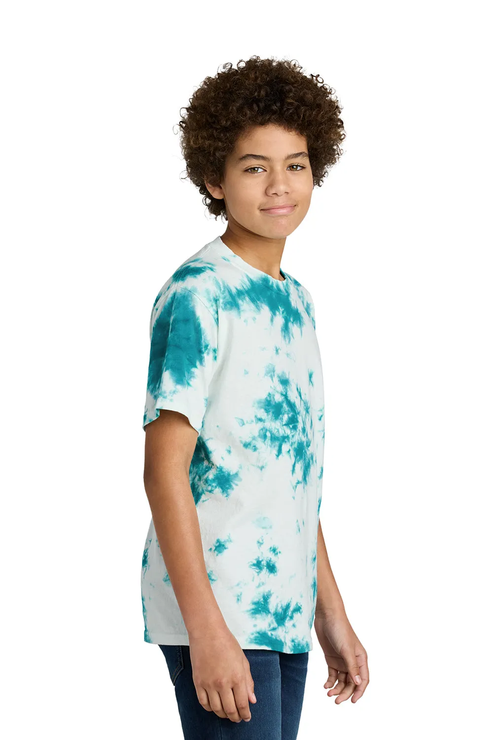 Port & Company Youth Crystal Tie-Dye Short Sleeve Crewneck T-Shirt - Teal Blue  Buy the latest Clothing Port-Company