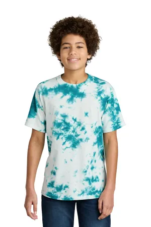 Port & Company Youth Crystal Tie-Dye Short Sleeve Crewneck T-Shirt - Teal Blue  Buy the latest Clothing Port-Company