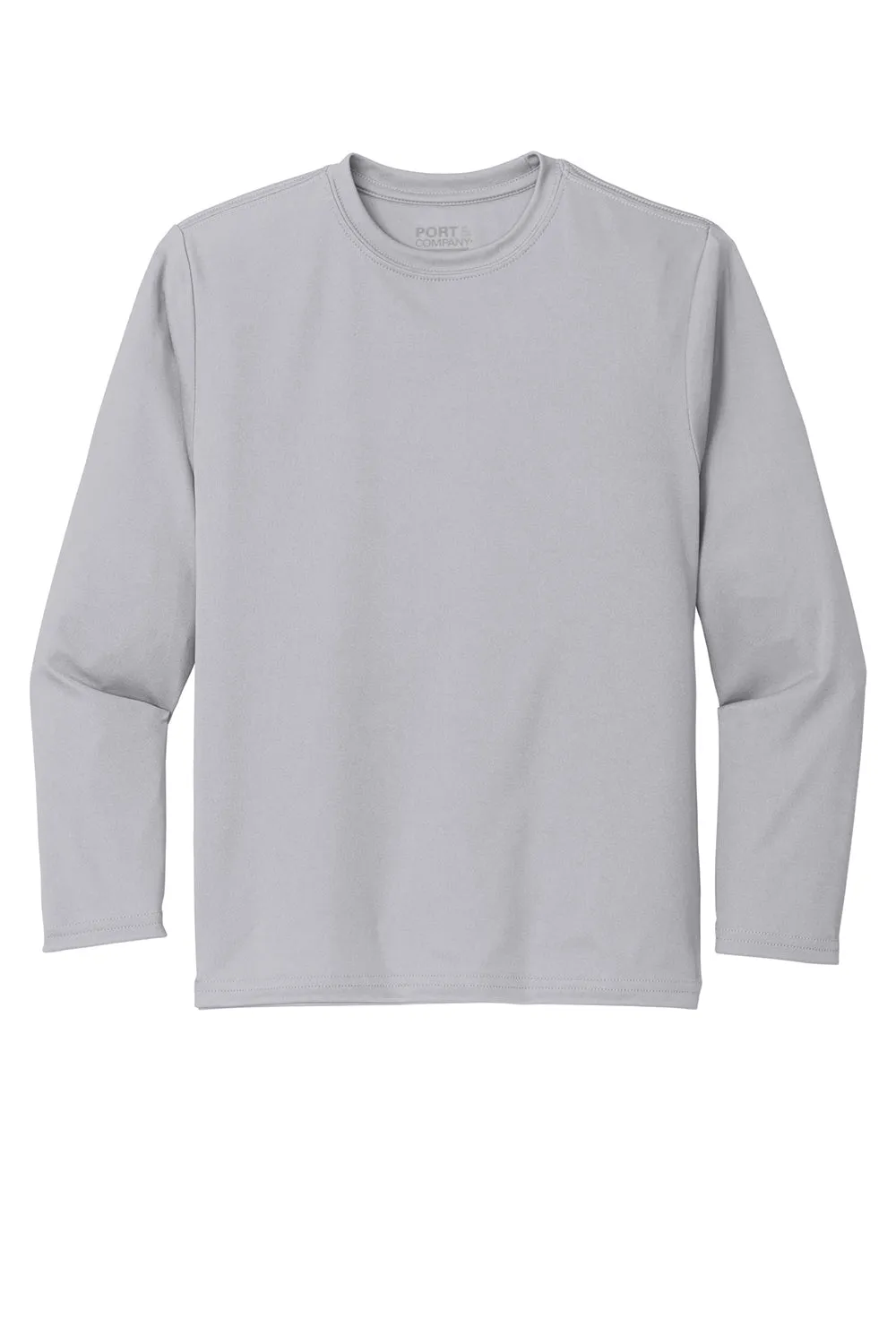 Port & Company Youth Dry Zone Performance Moisture Wicking Long Sleeve Crewneck T-Shirt - Silver Grey  Buy the latest Clothing Port-Company