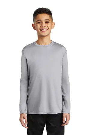 Port & Company Youth Dry Zone Performance Moisture Wicking Long Sleeve Crewneck T-Shirt - Silver Grey  Buy the latest Clothing Port-Company