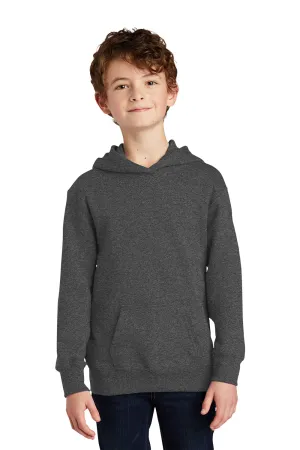 Port & Company Youth Fan Favorite Fleece Hooded Sweatshirt Hoodie w/ Pouch Pocket - Heather Dark Grey  Buy the latest Clothing Port-Company