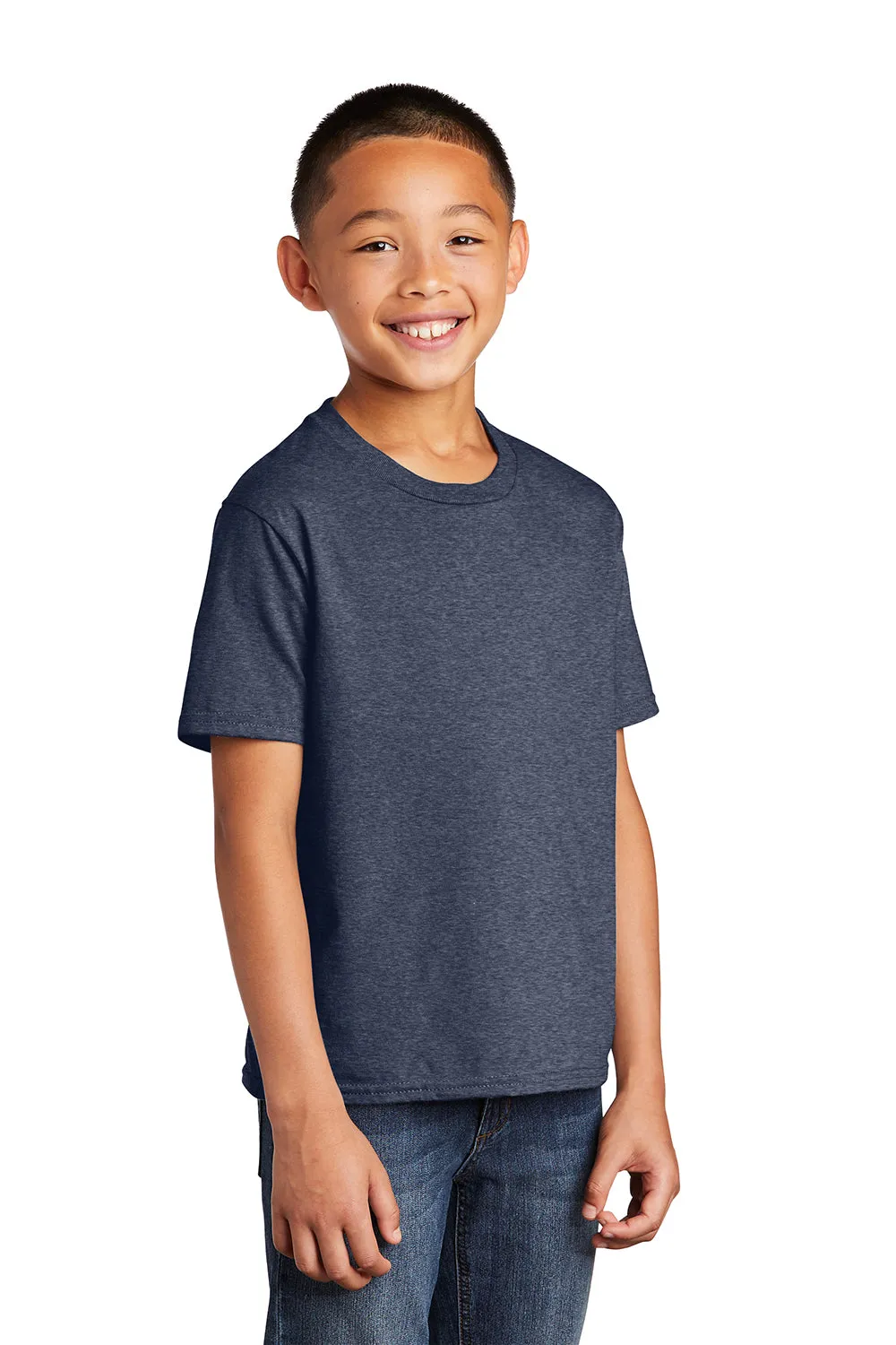 Port & Company Youth Fan Favorite Short Sleeve Crewneck T-Shirt - Heather Navy Blue  Buy the latest Clothing Port-Company