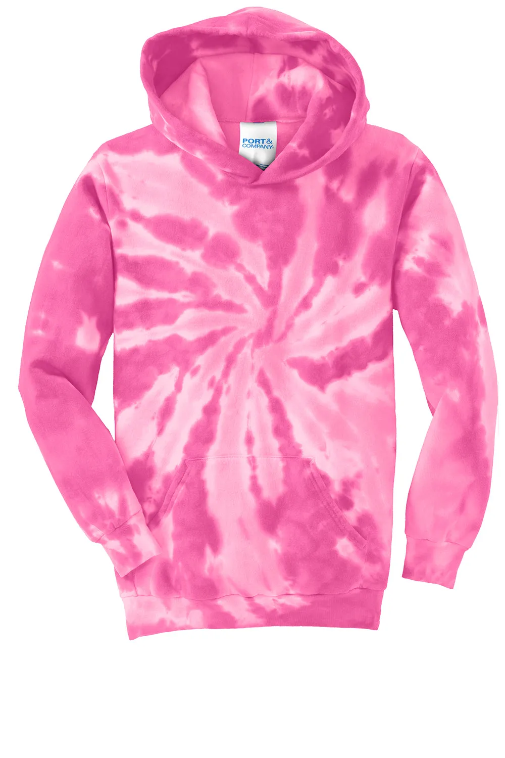 Port & Company Youth Tie-Dye Fleece Hooded Sweatshirt Hoodie w/ Pouch Pocket - Pink  Buy the latest Clothing Port-Company