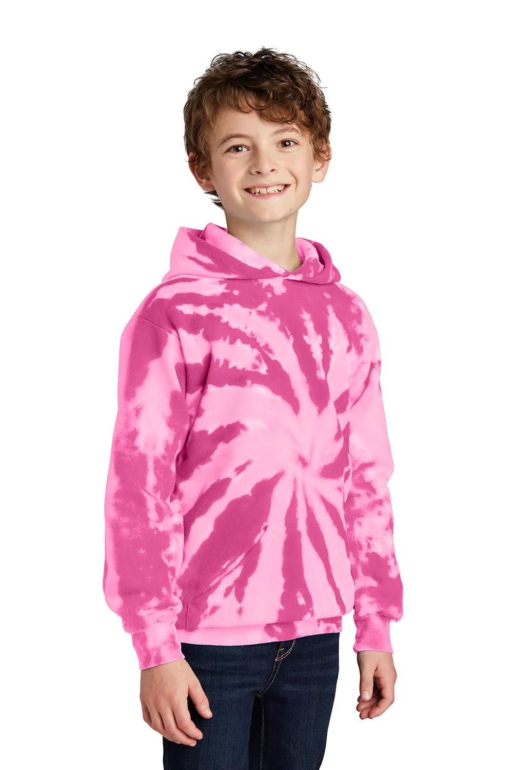 Port & Company Youth Tie-Dye Fleece Hooded Sweatshirt Hoodie w/ Pouch Pocket - Pink  Buy the latest Clothing Port-Company