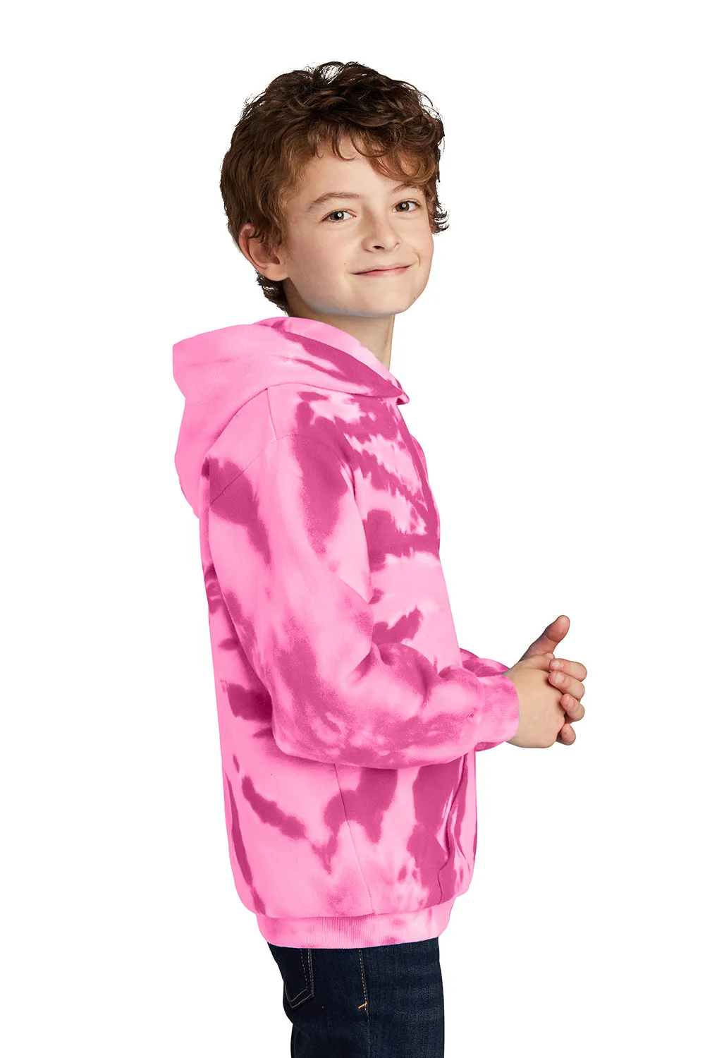 Port & Company Youth Tie-Dye Fleece Hooded Sweatshirt Hoodie w/ Pouch Pocket - Pink  Buy the latest Clothing Port-Company