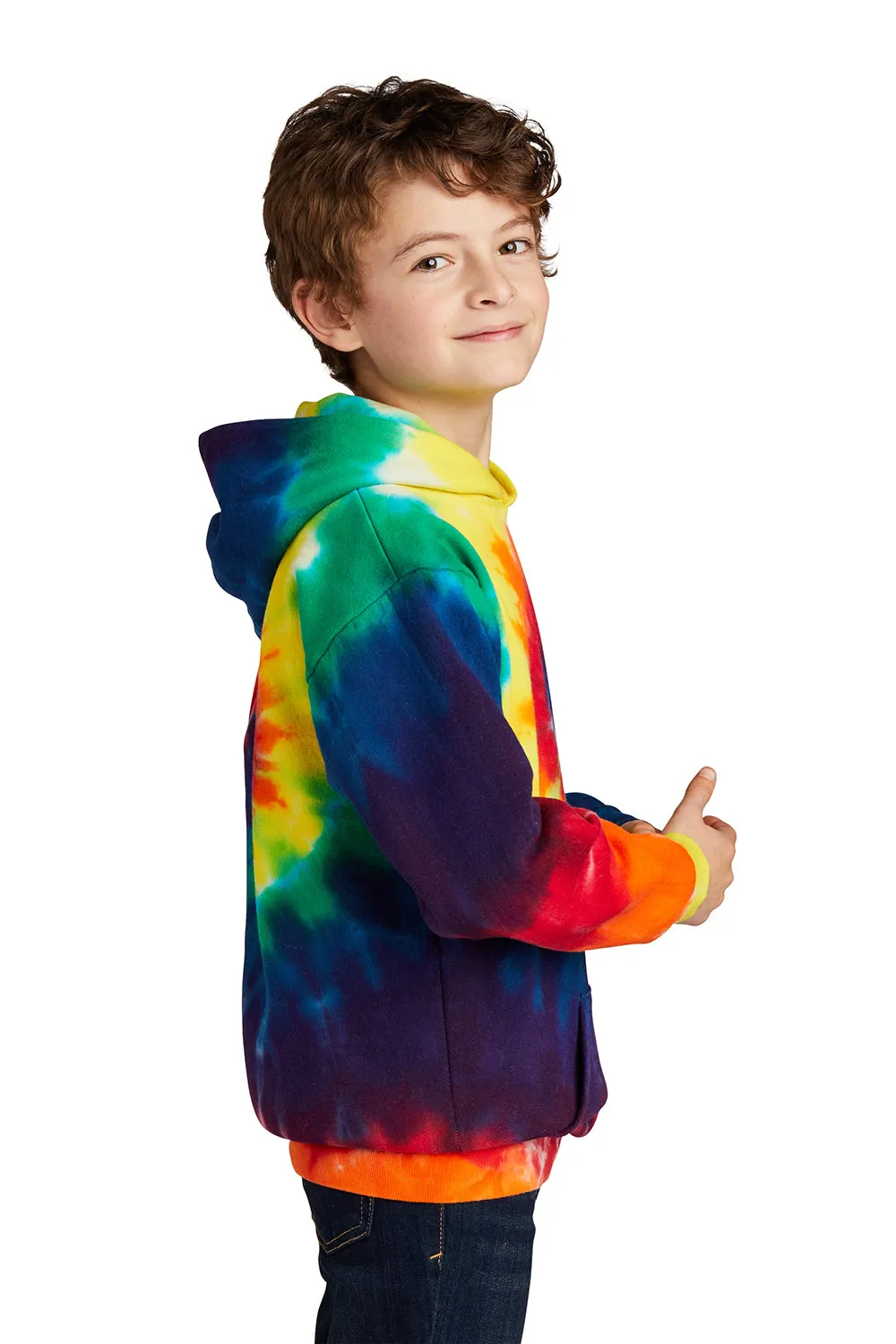 Port & Company Youth Tie-Dye Fleece Hooded Sweatshirt Hoodie w/ Pouch Pocket - Rainbow  Buy the latest Clothing Port-Company