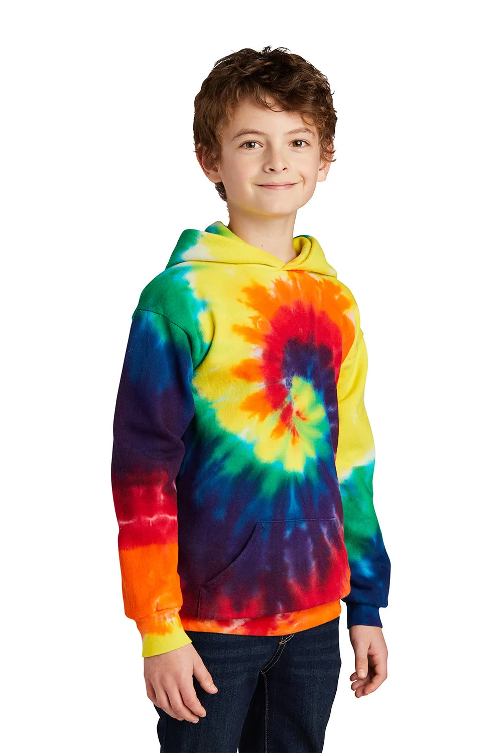 Port & Company Youth Tie-Dye Fleece Hooded Sweatshirt Hoodie w/ Pouch Pocket - Rainbow  Buy the latest Clothing Port-Company
