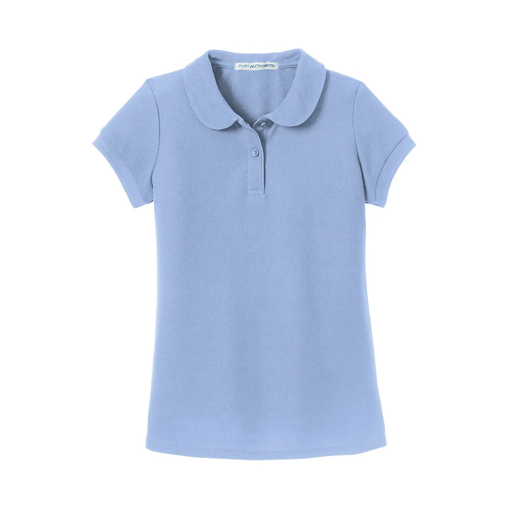 #Port Authority Girls Silk Touch Peter Pan Collar Polo Port Authority