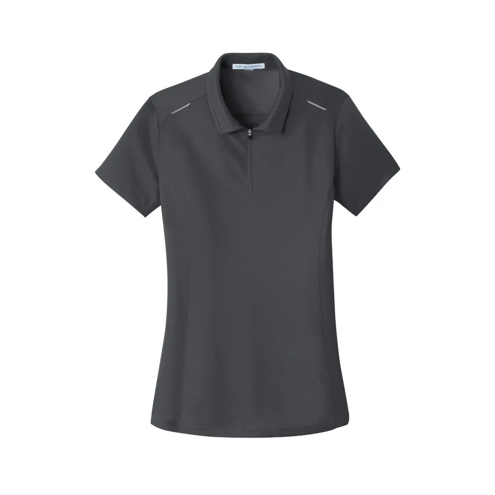 Port Authority Ladies Pinpoint Mesh Zip Polo Port Authority