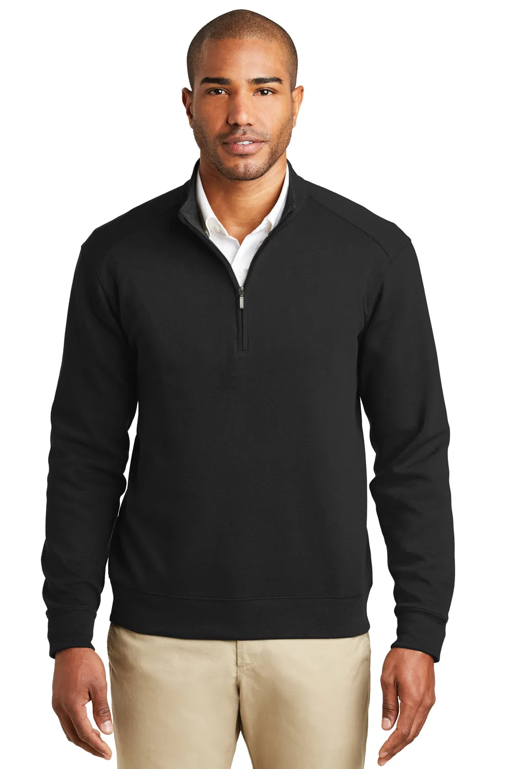 Port Authority Mens 1/4 Zip Long Sleeve Sweater - Deep Black  Premium quality Clothing Port-Authority