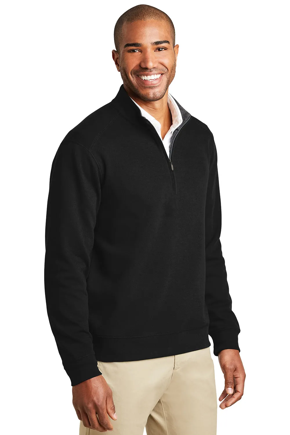 Port Authority Mens 1/4 Zip Long Sleeve Sweater - Deep Black  Premium quality Clothing Port-Authority