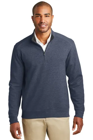 Port Authority Mens 1/4 Zip Long Sleeve Sweater - Heather Estate Blue  Premium quality Clothing Port-Authority