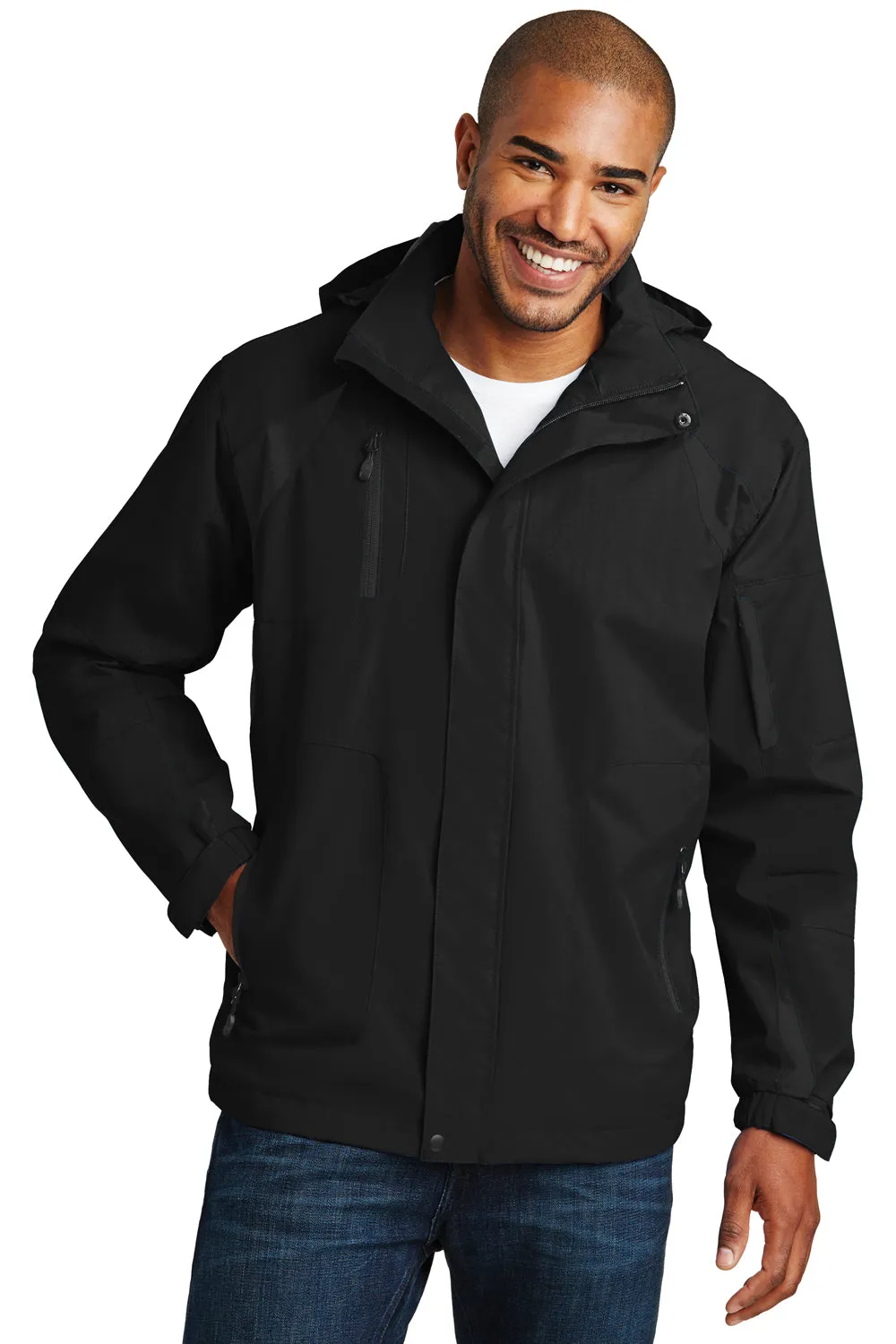 Port Authority Mens All Season II Waterproof Full Zip Hooded Jacket - Black  Premium quality Clothing Port-Authority