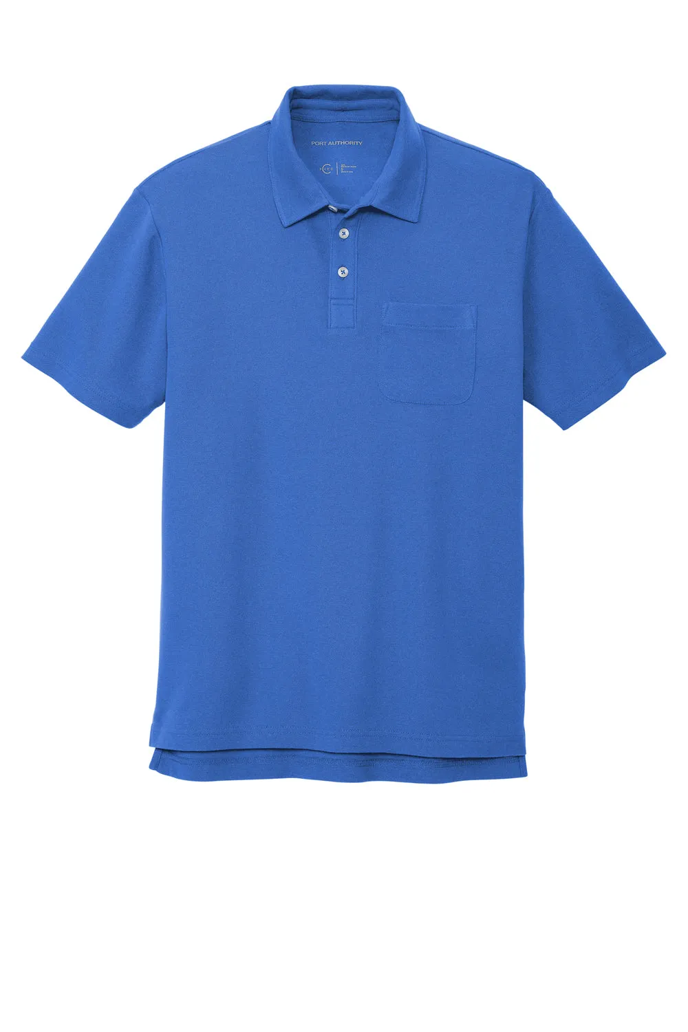Port Authority Mens C-FREE Pique Short Sleeve Polo Shirt w/ Pocket - True Blue  Premium quality Clothing Port-Authority