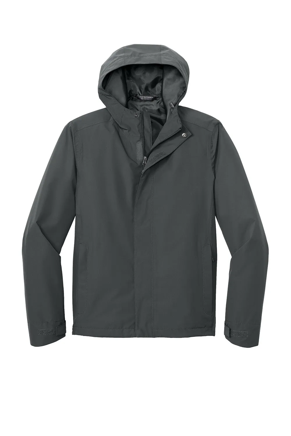 Port Authority Mens C-FREE Water Resistant Full Zip Hooded Rain Jacket - Steel Grey  Premium quality Clothing Port-Authority