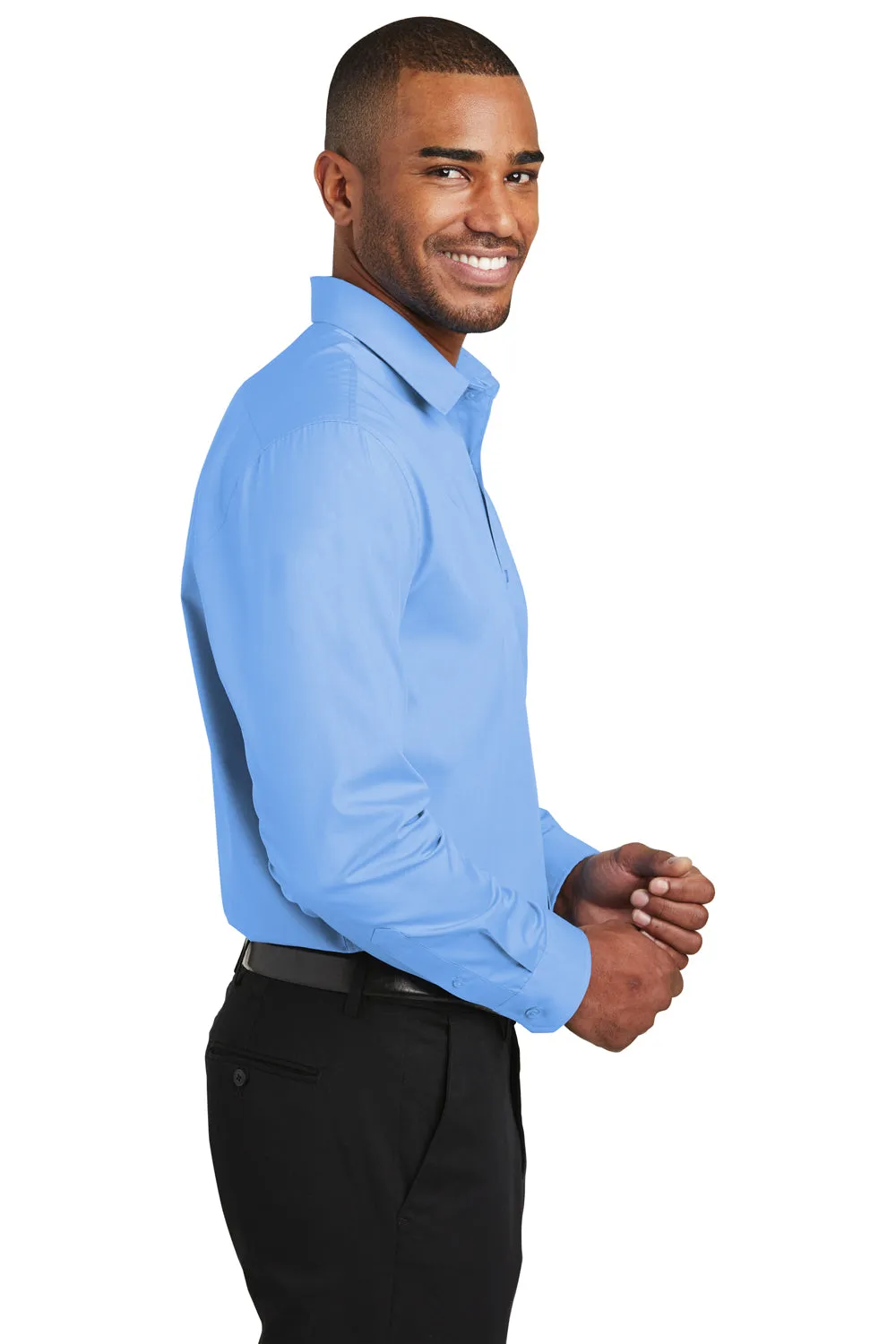 Port Authority Mens Carefree Stain Resistant Long Sleeve Button Down Shirt - Carolina Blue - Closeout  Premium quality Clothing Port-Authority