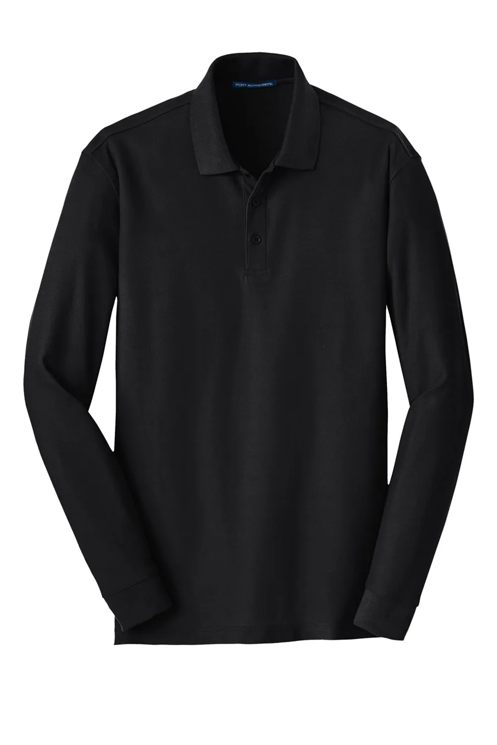 Port Authority Mens Core Classic Long Sleeve Polo Shirt - Deep Black  Premium quality Clothing Port-Authority