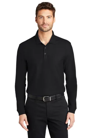 Port Authority Mens Core Classic Long Sleeve Polo Shirt - Deep Black  Premium quality Clothing Port-Authority