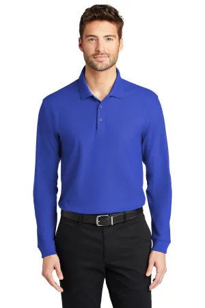 Port Authority Mens Core Classic Long Sleeve Polo Shirt - True Royal Blue  Premium quality Clothing Port-Authority