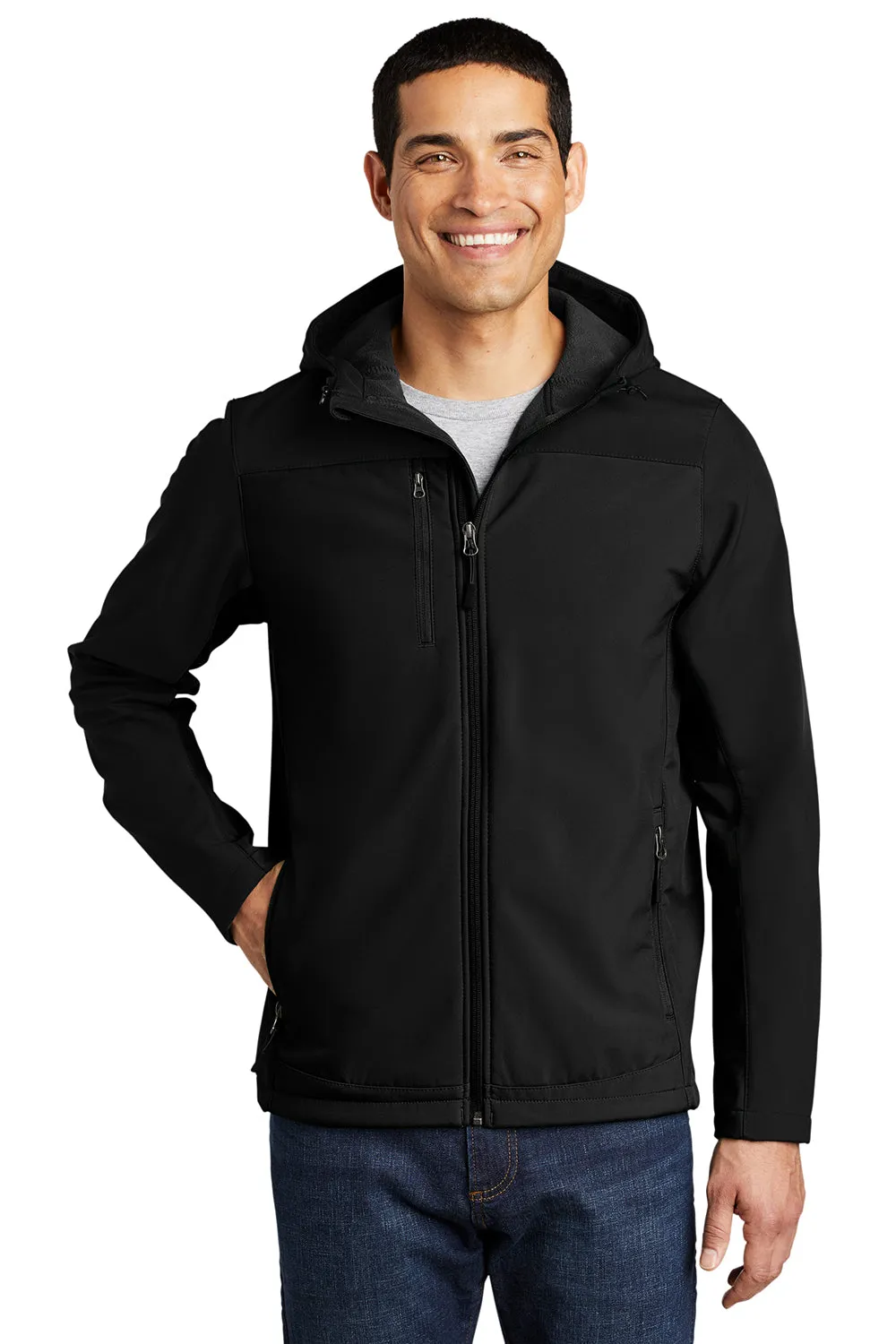 Port Authority Mens Core Wind & Water Resistant Full Zip Hooded Jacket - Black  Premium quality Clothing Port-Authority