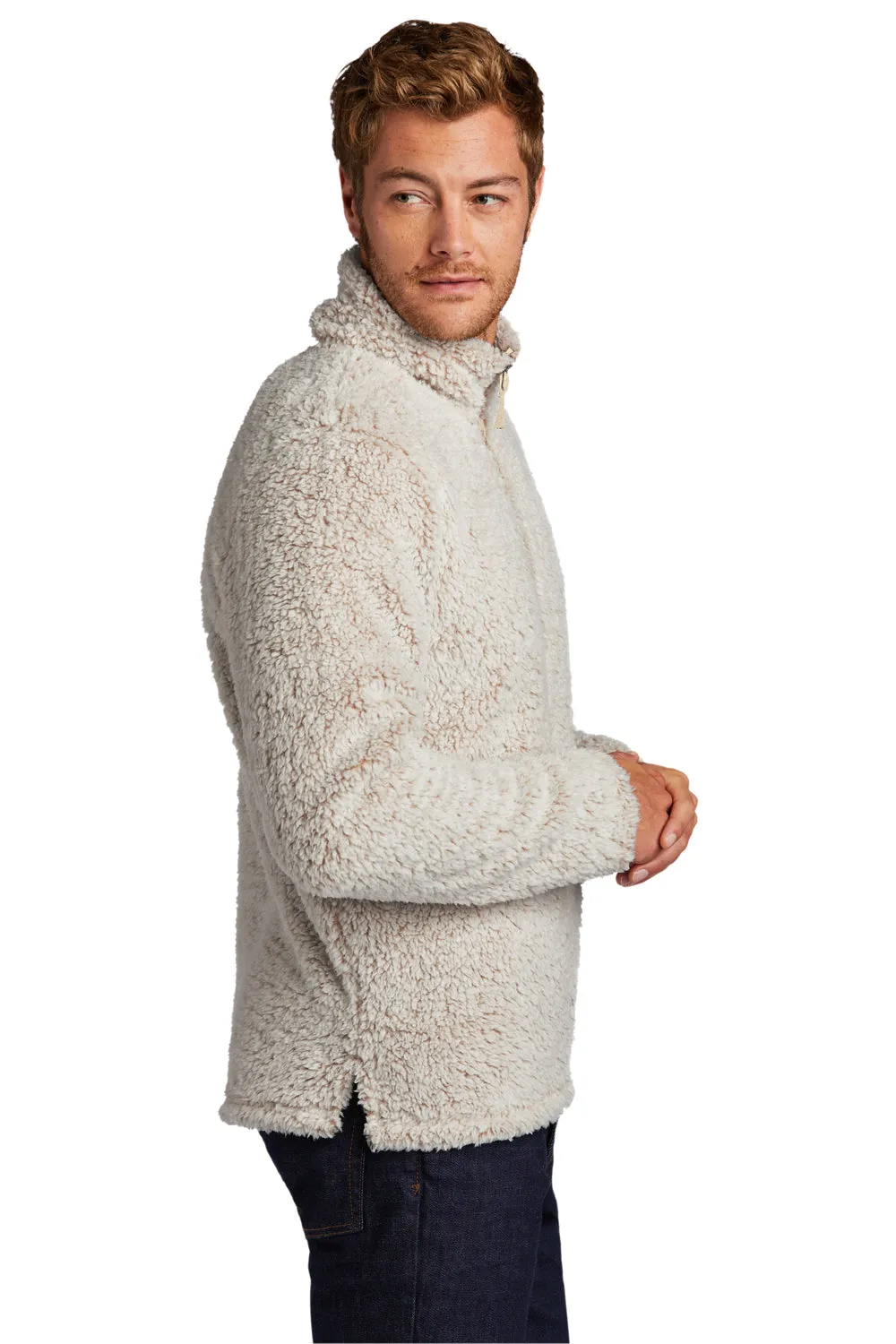 Port Authority Mens Cozy Sherpa Fleece 1/4 Zip Jacket - Heather Oatmeal  Premium quality Clothing Port-Authority
