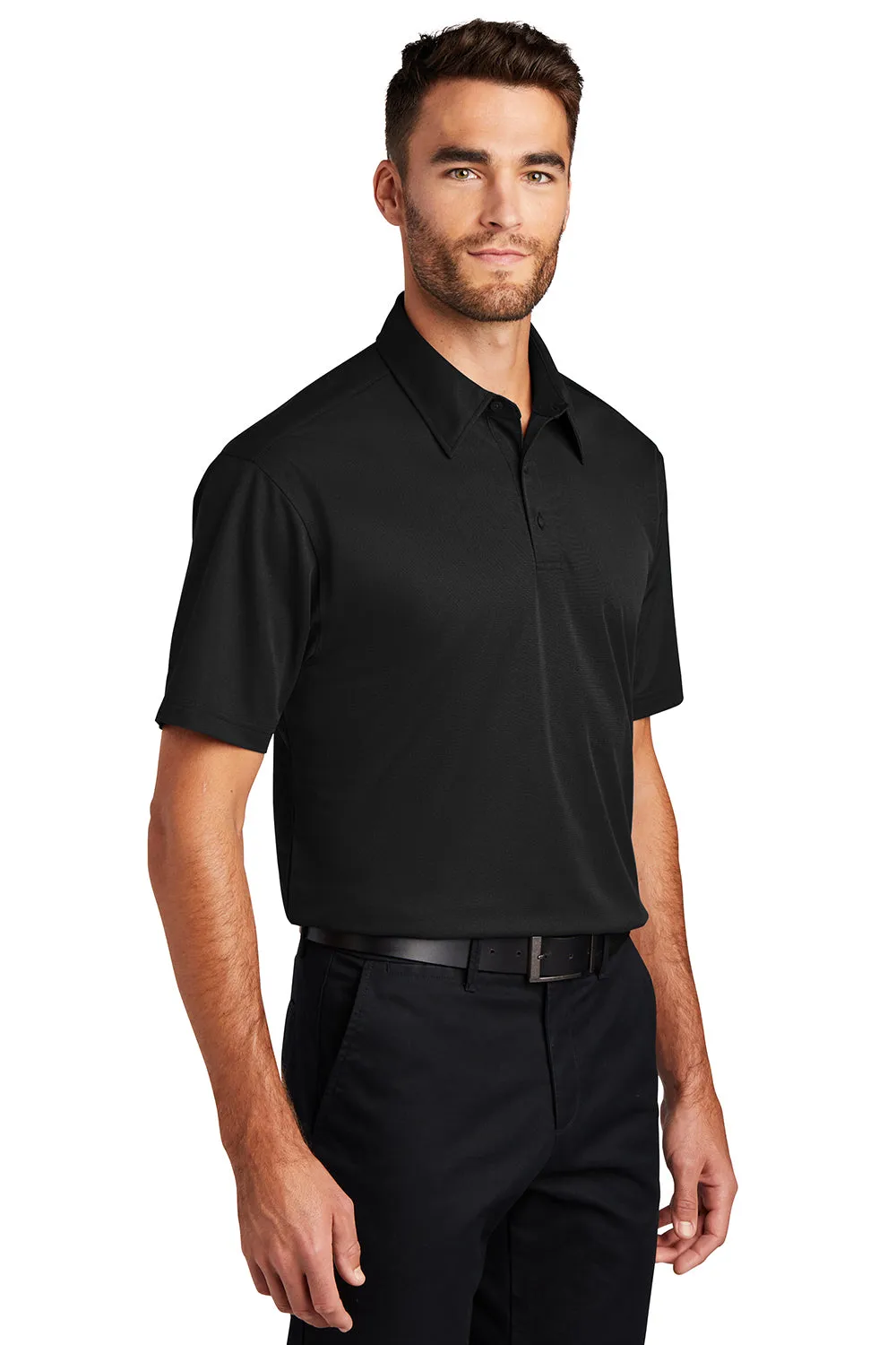 Port Authority Mens Dimension Moisture Wicking Short Sleeve Polo Shirt - Black - Closeout  Premium quality Clothing Port-Authority