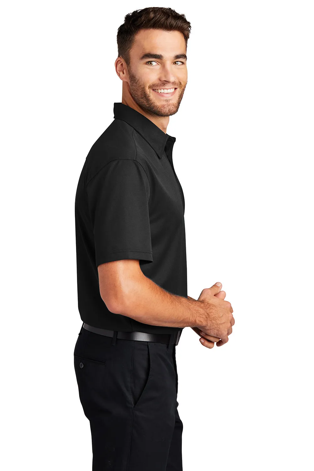 Port Authority Mens Dimension Moisture Wicking Short Sleeve Polo Shirt - Black - Closeout  Premium quality Clothing Port-Authority