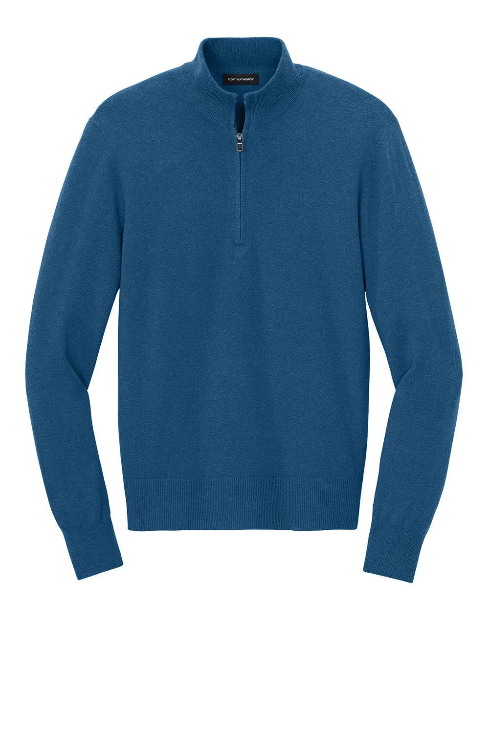 Port Authority Mens Easy Care Long Sleeve 1/4 Zip Sweater - Heather Aegean Blue  Premium quality Clothing Port-Authority