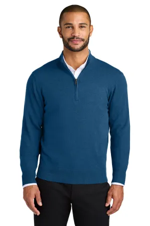Port Authority Mens Easy Care Long Sleeve 1/4 Zip Sweater - Heather Aegean Blue  Premium quality Clothing Port-Authority