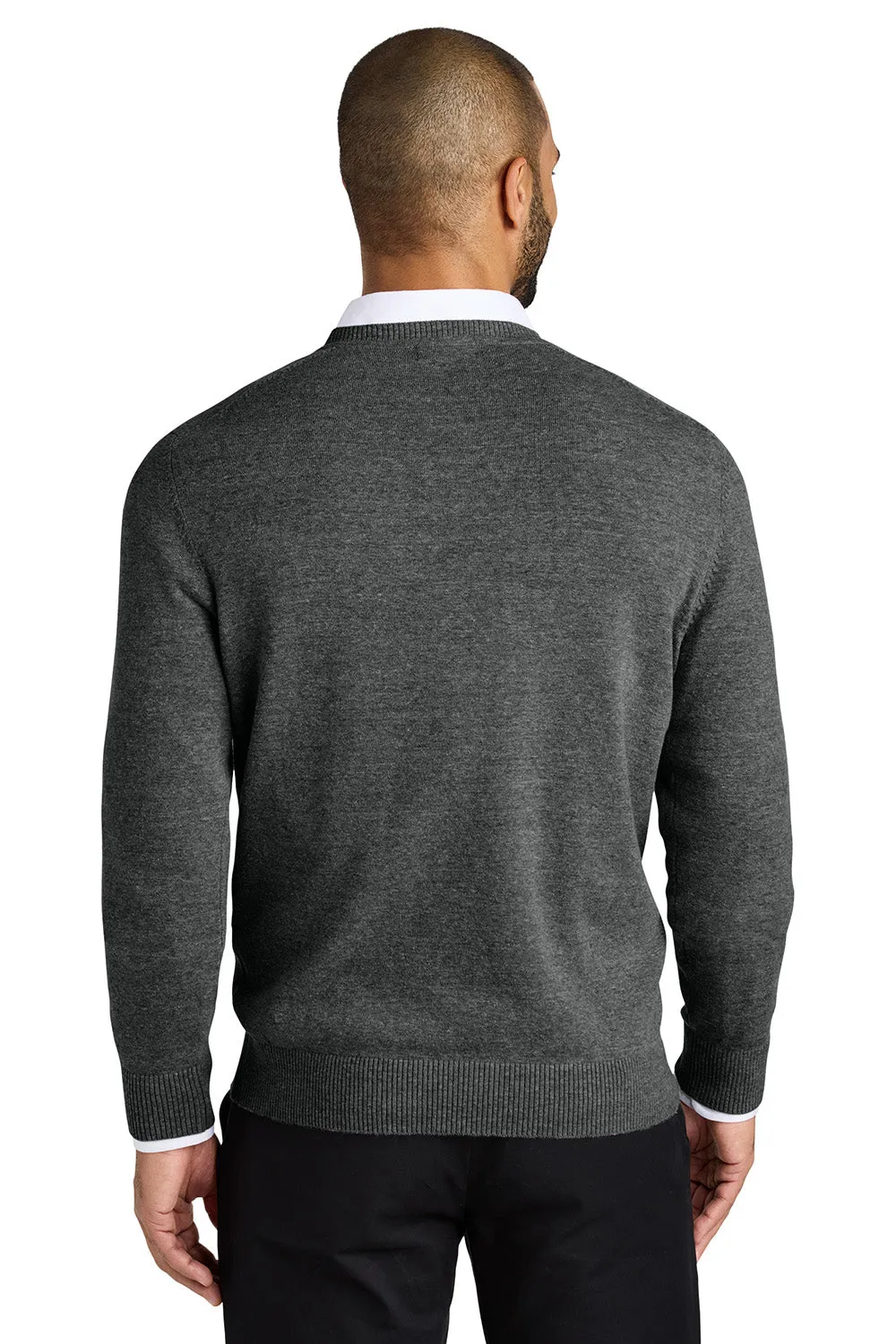 Port Authority Mens Easy Care Long Sleeve V-Neck Sweater - Heather Charcoal Grey  Premium quality Clothing Port-Authority